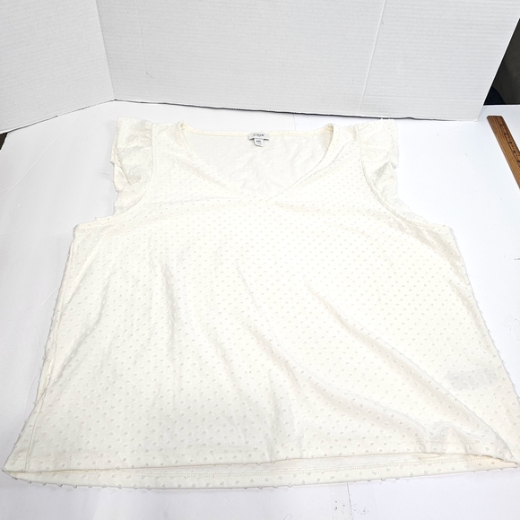 J. Crew Factory Cream Textured V-Neck Blouse - Picture 3 of 10